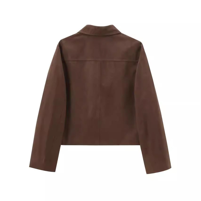 Retro Old Money Style Suede Short Jacket Women