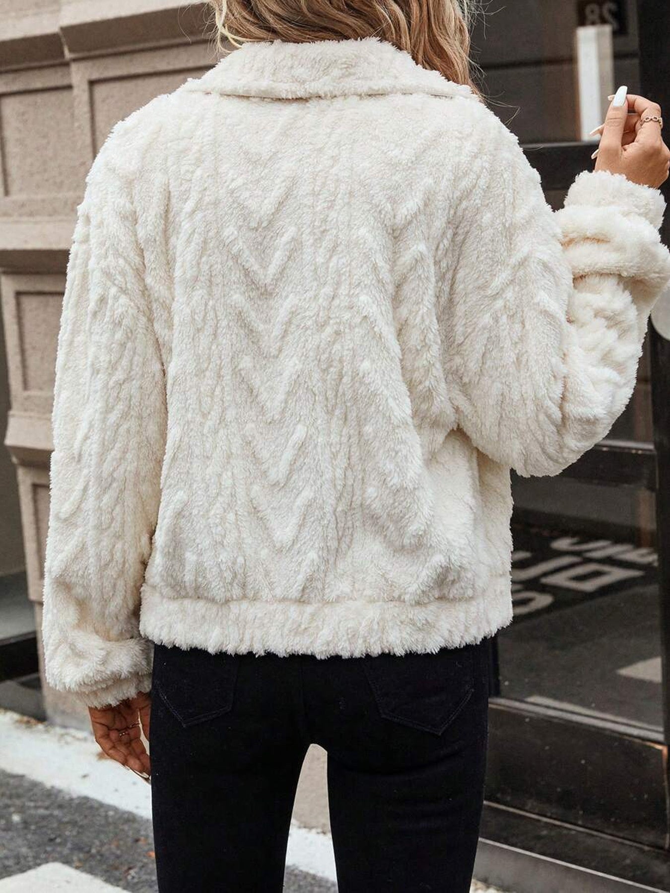 Double-sided Plush Casual Button Cardigan Top Coat For Women